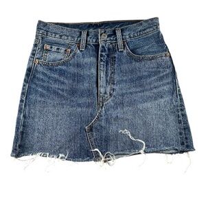 Levi's Denim Distressed Irregular Mini Skirt Sz 24 Waist